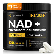 TKTALKER NAD supplement bottle with capsules supports daily vitality and healthy aging.