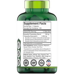 tnvitamins Boswellia capsules label shows 1,200 mg per capsule potency