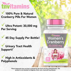 tnvitamins cranberry pills for women capsules showing urinary health use