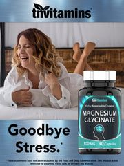 tnvitamins magnesium glycinate label-front view non-GMO and allergen-free formulation.