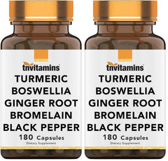 tnvitamins Turmeric & Boswellia Complex bottle front showing joint support