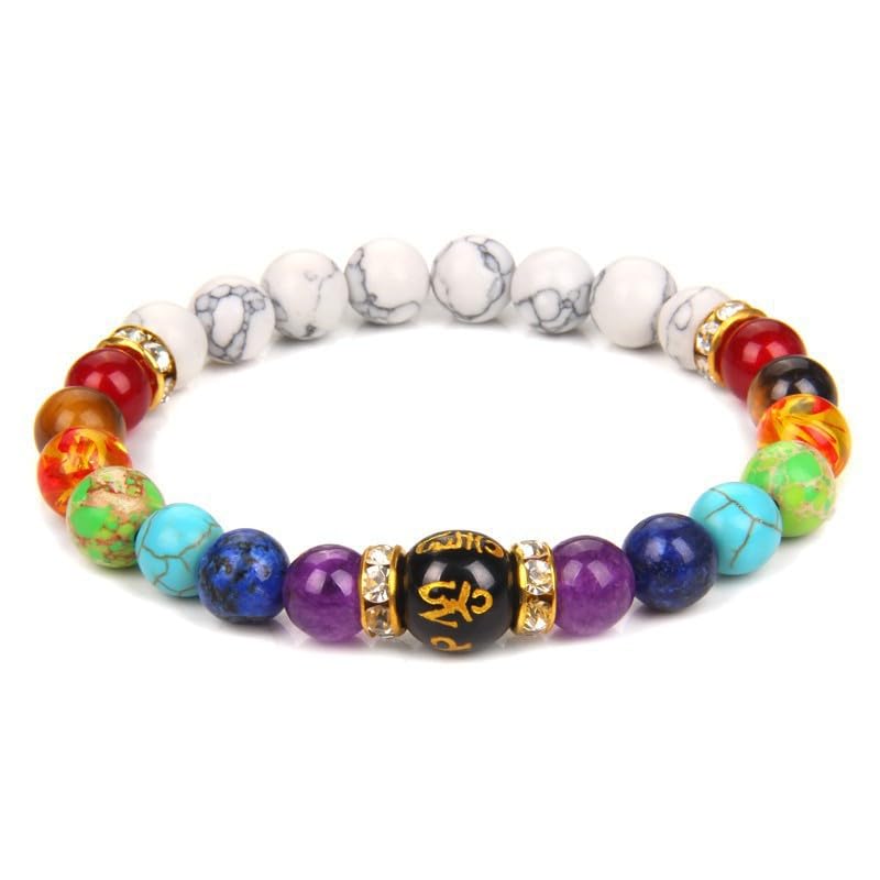 Todenb 7 Chakra Bracelet close-up showing lava beads ready for essential oil diffusion.