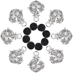 TOODOO aromatherapy pendant cage locket in silvery finish, ready for essential oil diffusion.