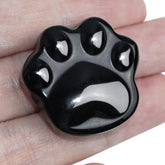 Togous Black Obsidian cat paw worry stone for calming energy.