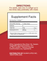 Softgel capsules with 200mg CoQ10 for convenient daily use