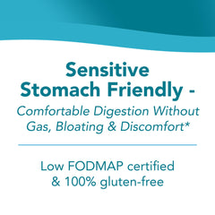 Tomorrow's Nutrition Sunfiber tub front highlights gluten-free, low FODMAP formula