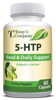 Tomy&Company 5-HTP bottle front view supports mood balance and restful sleep