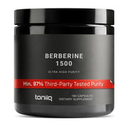 Toniiq Berberine HCl bottle highlights Himalayan 97% purity for potential metabolic support
