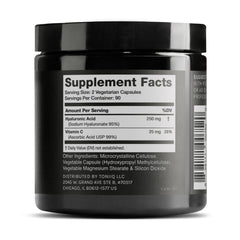 Toniiq Hyaluronic Acid capsules poured to show easy daily dosage