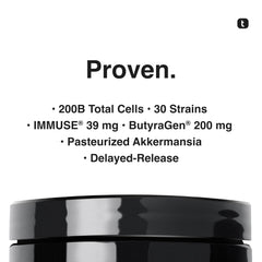 Toniiq IMMUSE LC-Plasma postbiotic amber bottle promotes stable postbiotic quality.
