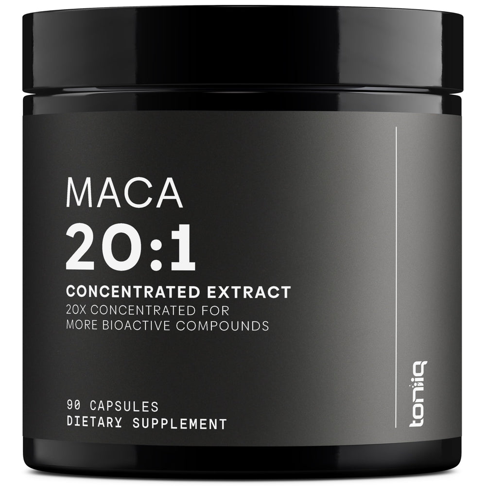 Toniiq Maca 20:1 extract capsules for daily vitality.