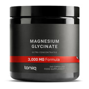 Toniiq Magnesium Glycinate bottle on shelf highlighting purity for daily use.