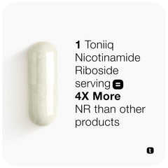 Toniiq Nicotinamide Riboside capsules ready for vegan daily routines