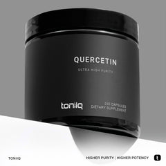 Toniiq Quercetin Capsules pills and dispenser for convenient daily use