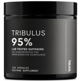 Toniiq Tribulus Terrestris capsules on a white background—high potency for daily wellness.