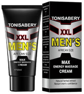 Tonisabery XXL Men's Enlarge Cream packaging highlighting premium herbal formula for daily use