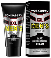 Tonisabery XXL Men's Enlarge Cream packaging highlighting premium herbal formula for daily use