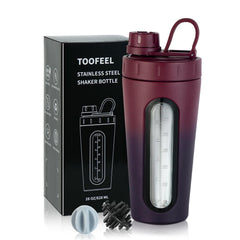 TOOFEEL 28oz shaker bottle window view shows liquid level for precise mixing