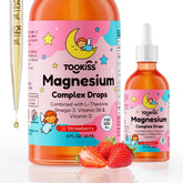 Tookiss magnesium drops for kids bottle on table showing calm, focused routine