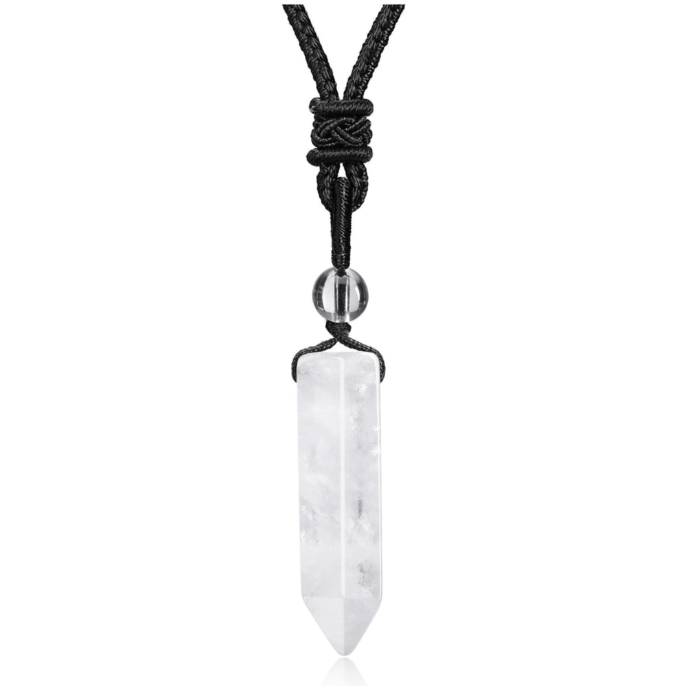 Top Plaza Clear Quartz necklace close-up of hexagonal pendant for everyday style