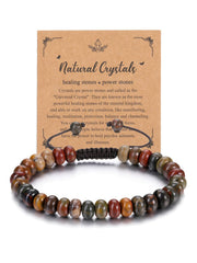 Top Plaza crystal beaded bracelet for men with adjustable cord for daily wear