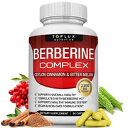 Toplux Berberine capsules in bottle highlight high purity for daily wellness.