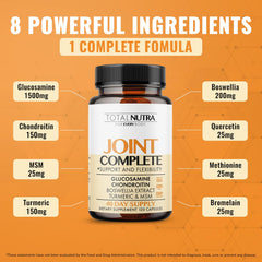 Total Nutra glucosamine-chondroitin-msm-turmeric 2100mg capsules closeup for easy daily care.