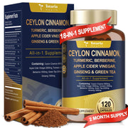 Totaria 18-in-1 cinnamon capsules bottle showing vegan formula for metabolism support