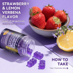 Totaria Cortisol Gummies packaging overview emphasizing vegan and sugar-free claim