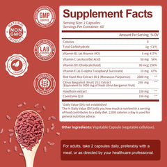 Totaria hawthorn capsules beside fruit emphasize flavonoid rich antioxidant support.
