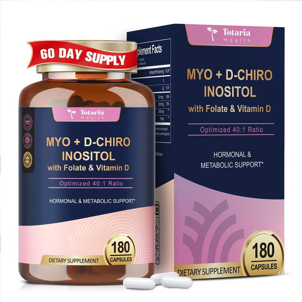 Totaria Inositol bottle label displaying 40:1 ratio for balance