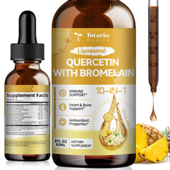 Totaria liposomal quercetin with bromelain bottle shown for daily immune support