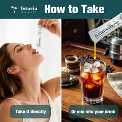 Totaria ready-to-use liquid sachets pack displaying simple daily dosing.