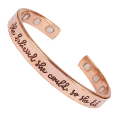 Touchstone copper engraved magnetic bracelet for women, durable and stylish for daily wear.