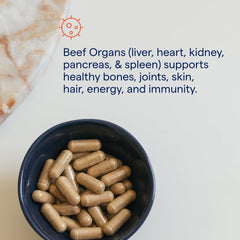 Trace Minerals Beef Organs heart capsules for energy and immune function support.