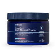 Trace Minerals ConcenTrace Daily Mineral Powder bottle on kitchen counter for convenient daily mineral support.