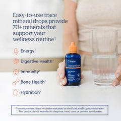Trace Minerals ConcenTrace drops pouring into glass for easy remineralization