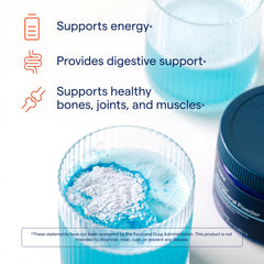 Close-up of product label showing mineral variety and serving information.