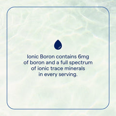 Trace Minerals Ionic Boron label closeup highlights vegan and gluten-free formula for wellness.