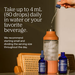 Trace Minerals Ionic Magnesium alongside a glass of water for easy mixing and daily intake