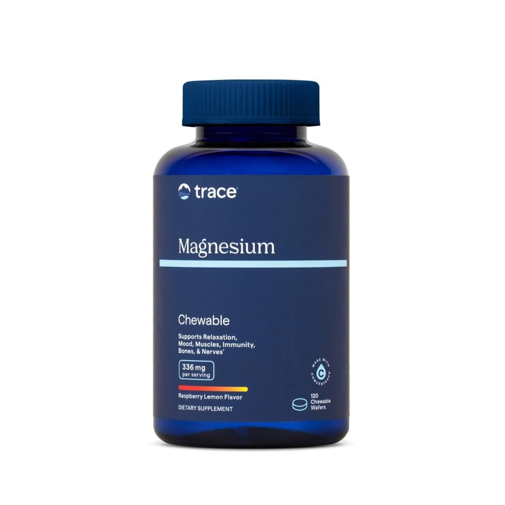Trace Minerals Magnesium Chewables bottle shown for on-the-go calm support.
