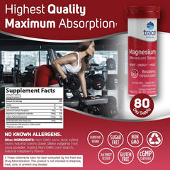 Glass of water with Trace Minerals magnesium effervescent tablet dissolving in a refreshing sip.
