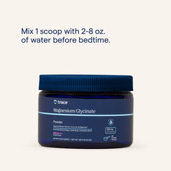 Trace Minerals magnesium glycinate powder in a glass with water for a calming bedtime ritual