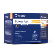 Trace Minerals Power Pak packet in orange mango being poured for hydration