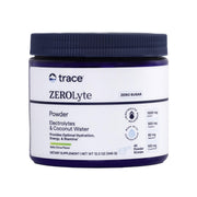 Trace Minerals ZeroLyte salty citrus powder in a tub promoting hydration and electrolyte balance.