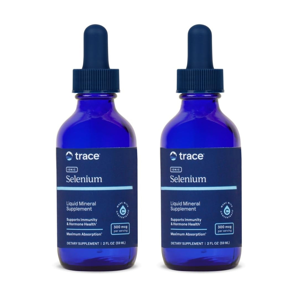 Trace Minerals Liquid Ionic Selenium bottle closeup highlighting high-absorption formula for daily use