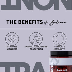 Tranont Balance label shows key minerals and vitamins for daily wellness.