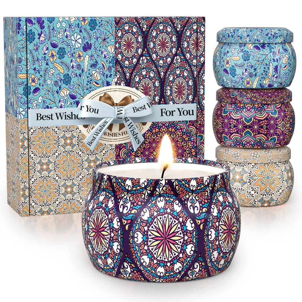 TranquilBliss 4-pack scented candles set for a cozy home ambiance