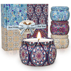 TranquilBliss 4-pack scented candles set for a cozy home ambiance