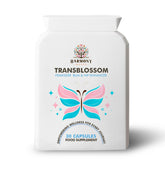 TransBlossom bum and hip enhancer pills in a bottle, suggesting a sleeker curve and confidence.